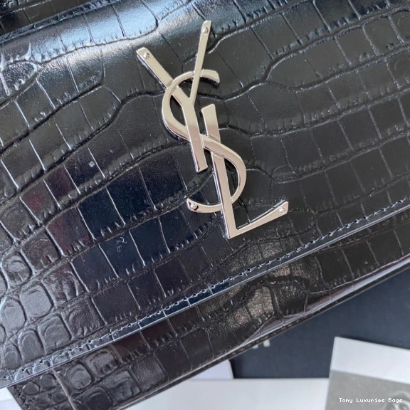 Tony Luxuries IN SHINY SUNSET LEATHER CROCODILE-EMBOSSED YSL 0819